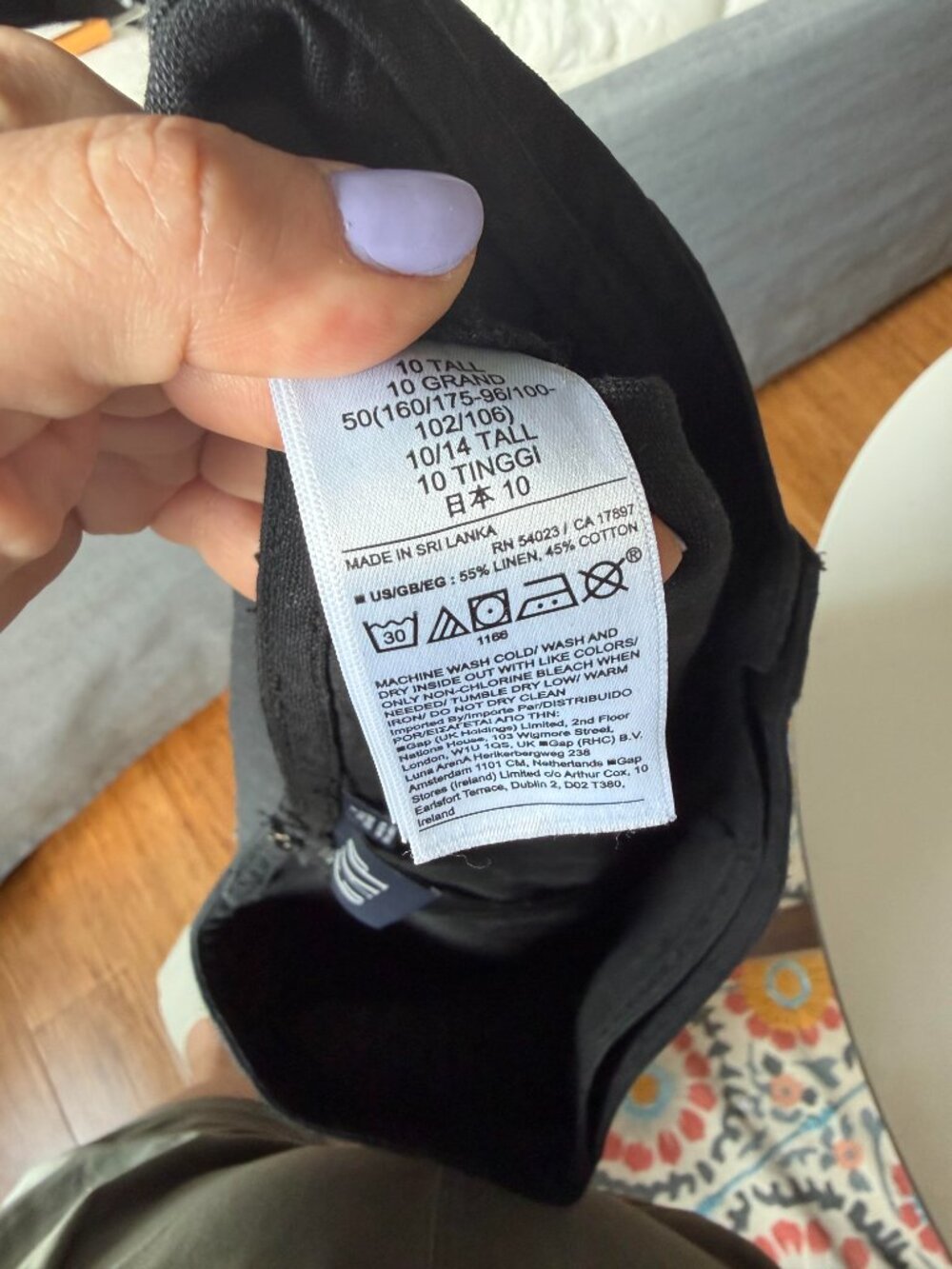 GAP Black Linen Blend Button Front Mini Skort Size 10 Tall - Picture 9 of 9
